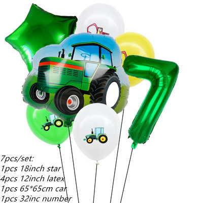 7kom Baloni od folije za automobile Građevinski automobil Vatrogasno vozilo Balon 1 2 3 4 Dekoracije za 5. rođendan Dječje kuglice s brojevima