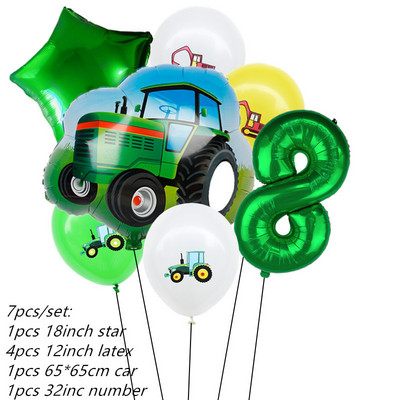 7kom Baloni od folije za automobile Građevinski automobil Vatrogasno vozilo Balon 1 2 3 4 Dekoracije za 5. rođendan Dječje kuglice s brojevima