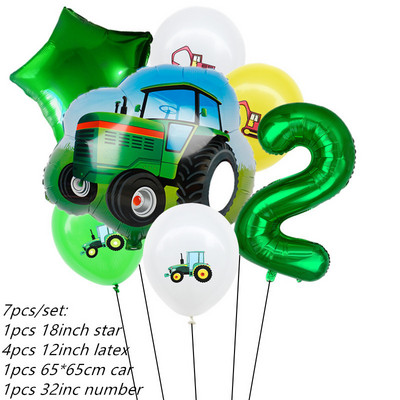 7kom Baloni od folije za automobile Građevinski automobil Vatrogasno vozilo Balon 1 2 3 4 Dekoracije za 5. rođendan Dječje kuglice s brojevima