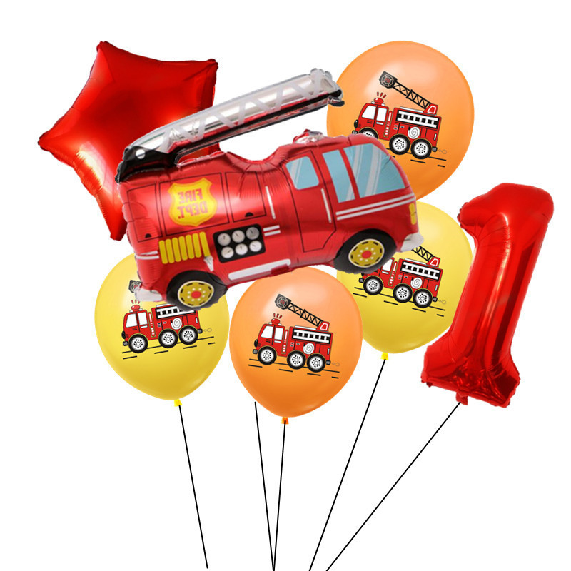 7vnt Automobilių folija Balionai Statybinis automobilis Gaisrinis automobilis Balionas 1 2 3 4 5-ojo gimtadienio dekoracijos Vaikams Skaičių žvaigždutės gaubliai
