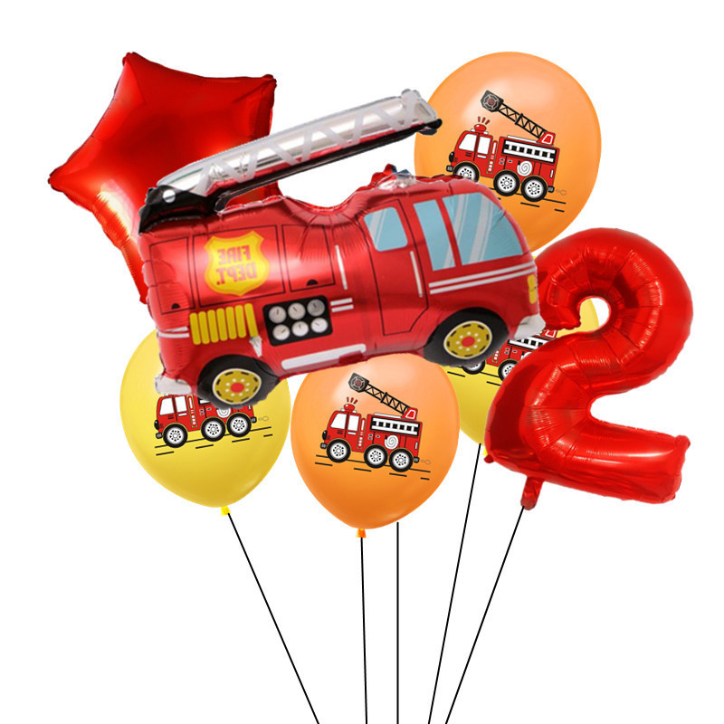 7vnt Automobilių folija Balionai Statybinis automobilis Gaisrinis automobilis Balionas 1 2 3 4 5-ojo gimtadienio dekoracijos Vaikams Skaičių žvaigždutės gaubliai