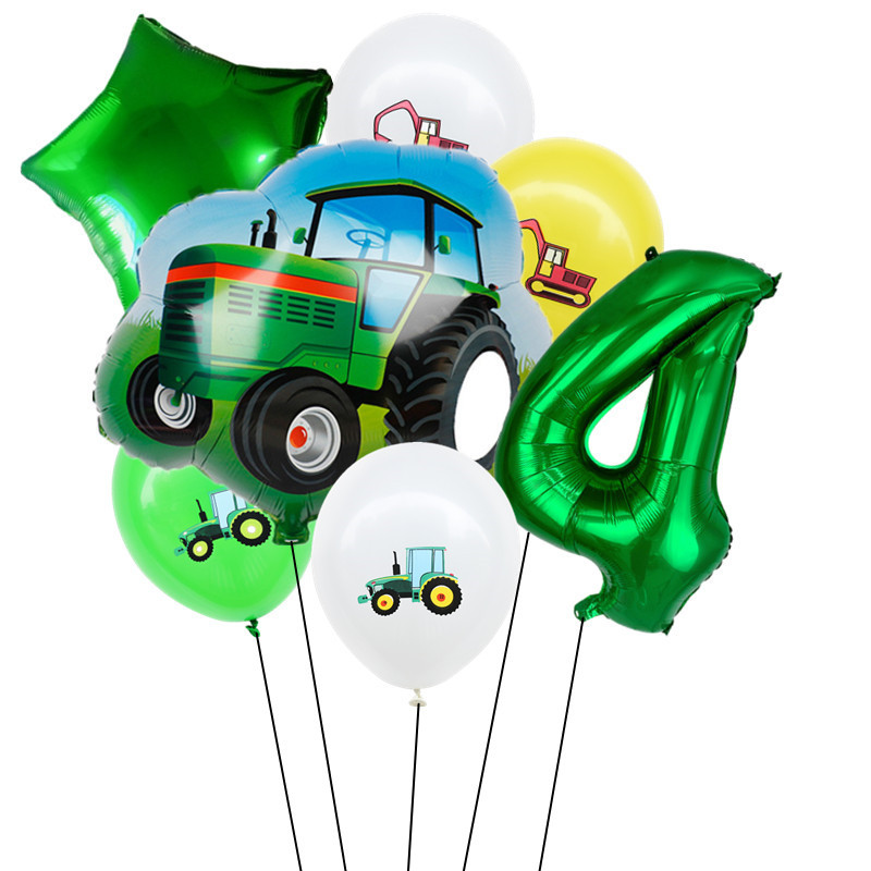 7vnt Automobilių folija Balionai Statybinis automobilis Gaisrinis automobilis Balionas 1 2 3 4 5-ojo gimtadienio dekoracijos Vaikams Skaičių žvaigždutės gaubliai