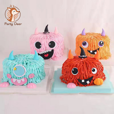 Halloween Cake Topper aranyos szörnyeteg torta zászlók fekete boldog születésnapot baba zuhany esküvői parti sütés dekoráció