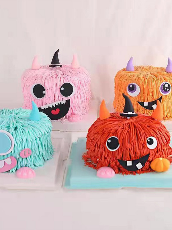 Decor pentru tort de Halloween, monstru drăguț, steaguri pentru tort, negru, La mulți ani, Baby Shower, pentru nuntă, pentru copt