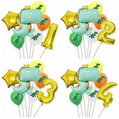 7 gab. Dinozauru ballītes balons 1 2 3 4 5 6 7 8 9 gadu dzimšanas dienas ballītes baloni Bērnu dzimšanas dienas ballīšu dekorācijas Džungļu piederumi