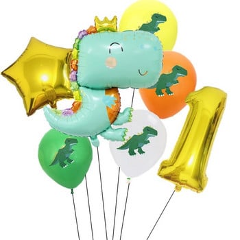 7 τμχ Dinosaur Party Balloon 1 2 3 4 5 6 7 8 9 Years Birthday Party Ballons Παιδικά Διακοσμήσεις για πάρτι γενεθλίων Προμήθειες ζούγκλας