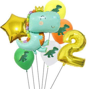7бр балон за парти с динозаври 1 2 3 4 5 6 7 8 9 години Балони за парти за рожден ден Детски парти Декорации за рожден ден Консумативи за джунглата