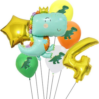 7бр балон за парти с динозаври 1 2 3 4 5 6 7 8 9 години Балони за парти за рожден ден Детски парти Декорации за рожден ден Консумативи за джунглата