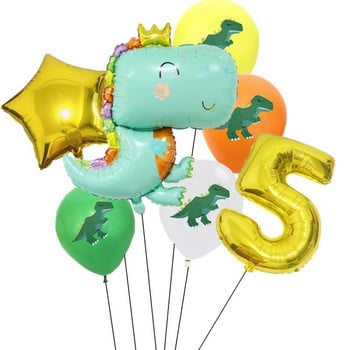 7 τμχ Dinosaur Party Balloon 1 2 3 4 5 6 7 8 9 Years Birthday Party Ballons Παιδικά Διακοσμήσεις για πάρτι γενεθλίων Προμήθειες ζούγκλας