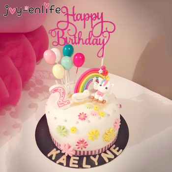 Rainbow Unicorn Cake Topper Cloud Cake Flags Birthday Kids Favors Cake Decoration Cupcake Topper for Wedding Dessert Table Decor