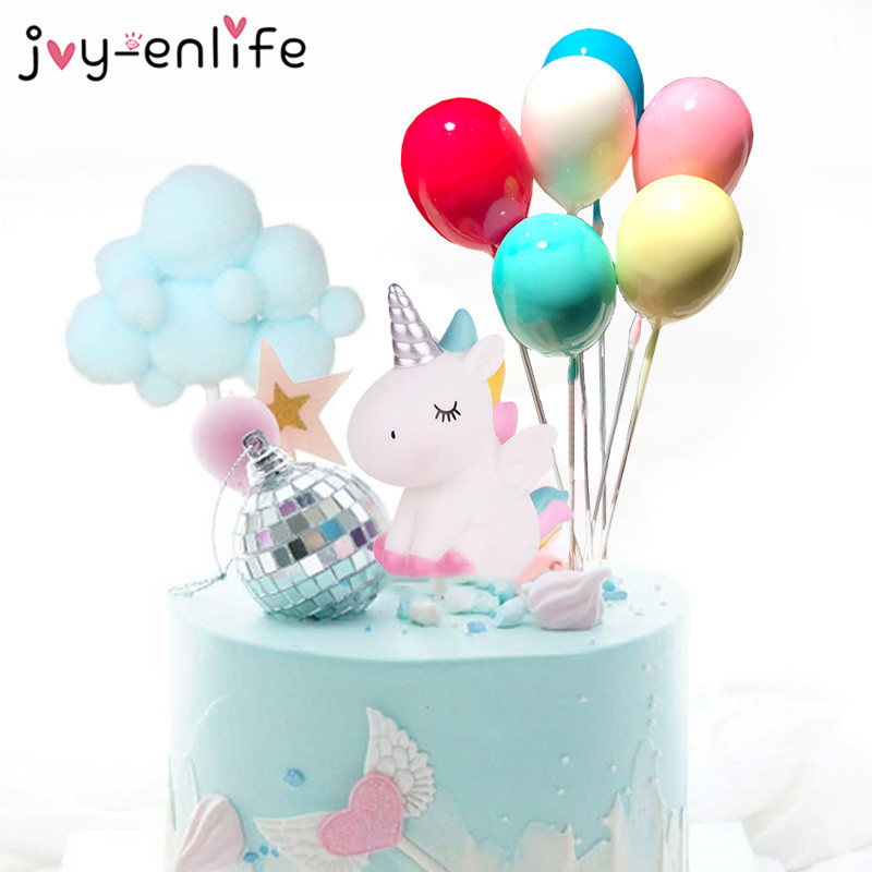 Curcubeu Unicorn Cake Topper Cloud Tort Steaguri Zi de naștere Copii Favoruri Decorare Tort Cupcake Topper pentru Nunta Desert Decor Masa