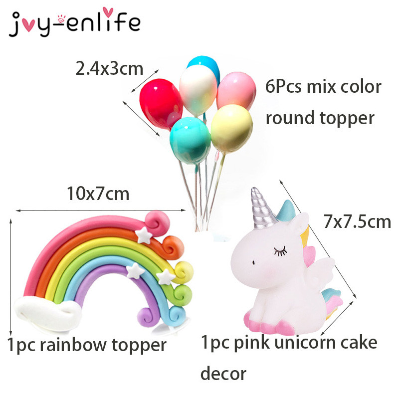 Curcubeu Unicorn Cake Topper Cloud Tort Steaguri Zi de naștere Copii Favoruri Decorare Tort Cupcake Topper pentru Nunta Desert Decor Masa