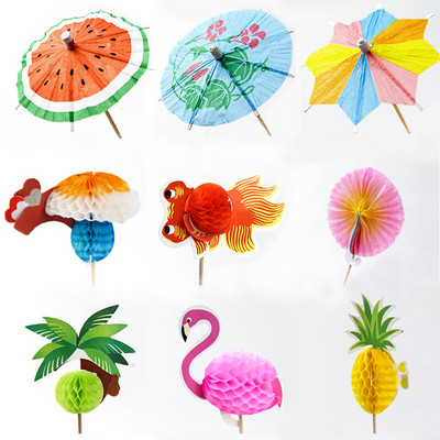 20 buc Hawaii Cake Topper Fagure de miere Flamingo Nucă de Cocos Cupcake Toppers pentru Hawaii Vară Piscina Nunta Decoratiuni pentru petrecerea de naștere