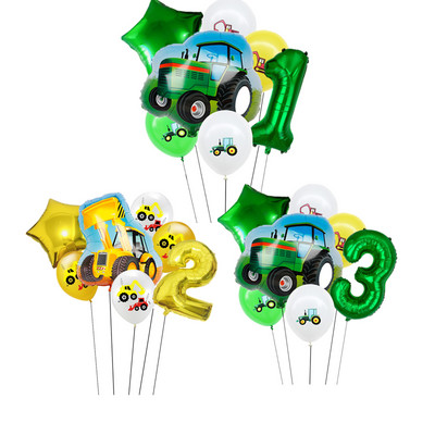 7 bucăți buldozer pentru tractor de fermă, set de baloane din folie pentru excavator, balon cu heliu, pentru baby shower, decorare pentru petrecerea de naștere, jucărie pentru copii, Globos