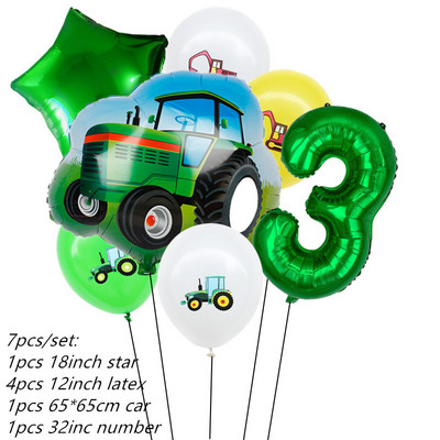 7gab Lauku traktora buldozers Folija balonu komplekts Ekskavators Hēlija Balons Baby Shower Dzimšanas dienas ballītes dekorēšana Bērnu Rotaļlietas Globusi