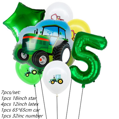 7gab Lauku traktora buldozers Folija balonu komplekts Ekskavators Hēlija Balons Baby Shower Dzimšanas dienas ballītes dekorēšana Bērnu Rotaļlietas Globusi