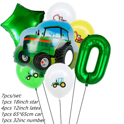 7gab Lauku traktora buldozers Folija balonu komplekts Ekskavators Hēlija Balons Baby Shower Dzimšanas dienas ballītes dekorēšana Bērnu Rotaļlietas Globusi