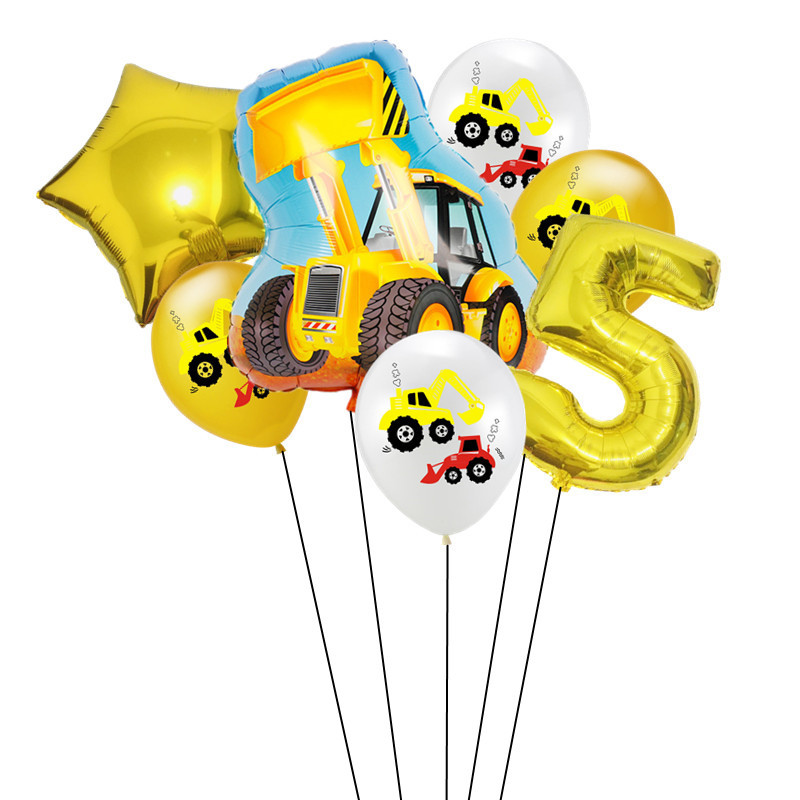 7gab Lauku traktora buldozers Folija balonu komplekts Ekskavators Hēlija Balons Baby Shower Dzimšanas dienas ballītes dekorēšana Bērnu Rotaļlietas Globusi