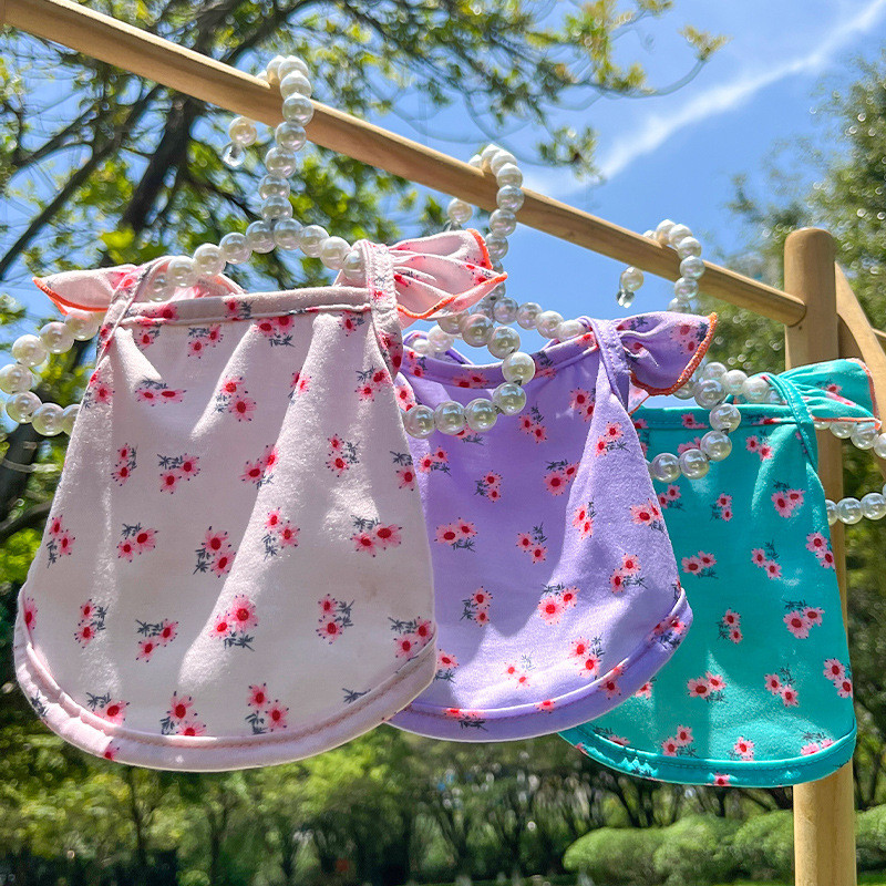 Koer Kass Lendav Varrukas Seene Curling Väikesed Lilled Teddy Bichon Kevad-Suvi Sügis Lemmikloomarõivad Tarned Suvised lemmikloomariided