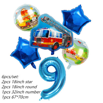 6db traktor fóliás léggömbök 32 hüvelykes szám ballon Farm Bulldozer fagylaltos autó születésnapi parti díszek gyerekjátékok babazuhany