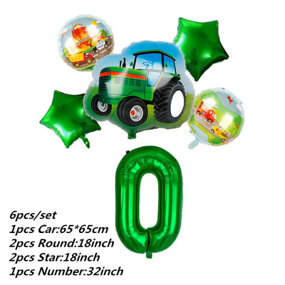 6db traktor fóliás léggömbök 32 hüvelykes szám ballon Farm Bulldozer fagylaltos autó születésnapi parti díszek gyerekjátékok babazuhany