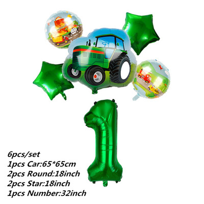 6db traktor fóliás léggömbök 32 hüvelykes szám ballon Farm Bulldozer fagylaltos autó születésnapi parti díszek gyerekjátékok babazuhany