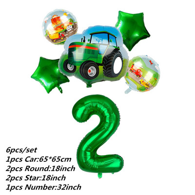 6db traktor fóliás léggömbök 32 hüvelykes szám ballon Farm Bulldozer fagylaltos autó születésnapi parti díszek gyerekjátékok babazuhany
