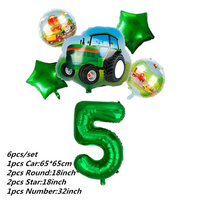 6db traktor fóliás léggömbök 32 hüvelykes szám ballon Farm Bulldozer fagylaltos autó születésnapi parti díszek gyerekjátékok babazuhany