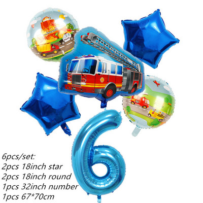 6db traktor fóliás léggömbök 32 hüvelykes szám ballon Farm Bulldozer fagylaltos autó születésnapi parti díszek gyerekjátékok babazuhany