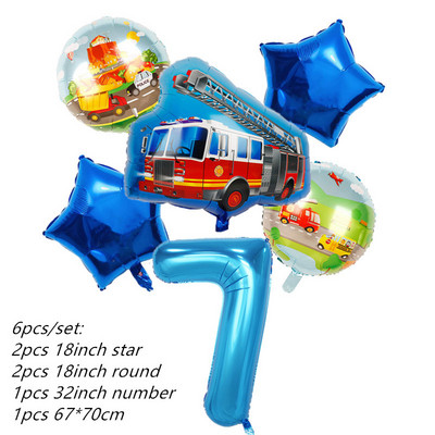 6db traktor fóliás léggömbök 32 hüvelykes szám ballon Farm Bulldozer fagylaltos autó születésnapi parti díszek gyerekjátékok babazuhany