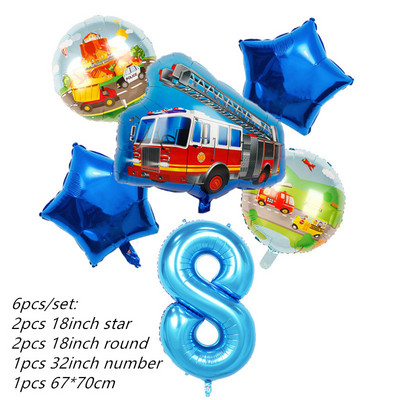 6db traktor fóliás léggömbök 32 hüvelykes szám ballon Farm Bulldozer fagylaltos autó születésnapi parti díszek gyerekjátékok babazuhany