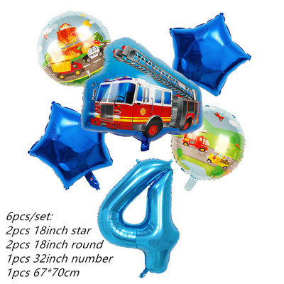 6db traktor fóliás léggömbök 32 hüvelykes szám ballon Farm Bulldozer fagylaltos autó születésnapi parti díszek gyerekjátékok babazuhany