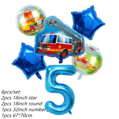 6db traktor fóliás léggömbök 32 hüvelykes szám ballon Farm Bulldozer fagylaltos autó születésnapi parti díszek gyerekjátékok babazuhany