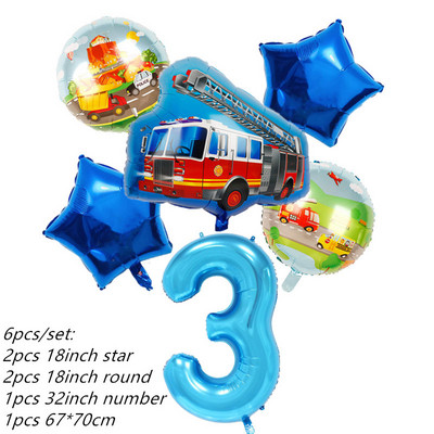 6db traktor fóliás léggömbök 32 hüvelykes szám ballon Farm Bulldozer fagylaltos autó születésnapi parti díszek gyerekjátékok babazuhany