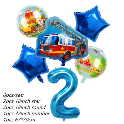 6db traktor fóliás léggömbök 32 hüvelykes szám ballon Farm Bulldozer fagylaltos autó születésnapi parti díszek gyerekjátékok babazuhany