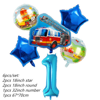 6db traktor fóliás léggömbök 32 hüvelykes szám ballon Farm Bulldozer fagylaltos autó születésnapi parti díszek gyerekjátékok babazuhany