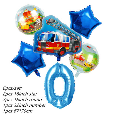 6db traktor fóliás léggömbök 32 hüvelykes szám ballon Farm Bulldozer fagylaltos autó születésnapi parti díszek gyerekjátékok babazuhany