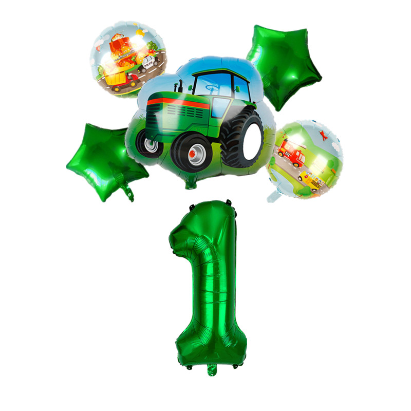 6db traktor fóliás léggömbök 32 hüvelykes szám ballon Farm Bulldozer fagylaltos autó születésnapi parti díszek gyerekjátékok babazuhany