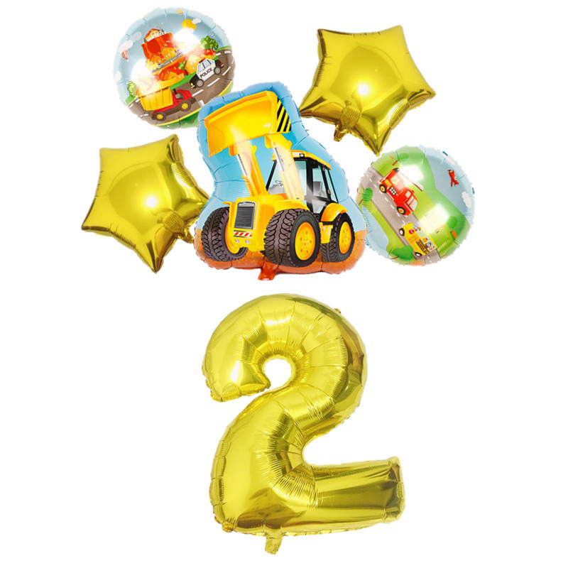 6db traktor fóliás léggömbök 32 hüvelykes szám ballon Farm Bulldozer fagylaltos autó születésnapi parti díszek gyerekjátékok babazuhany