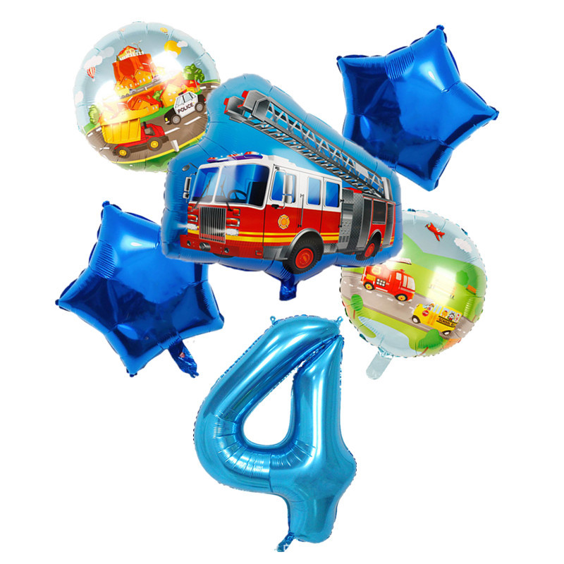 6db traktor fóliás léggömbök 32 hüvelykes szám ballon Farm Bulldozer fagylaltos autó születésnapi parti díszek gyerekjátékok babazuhany