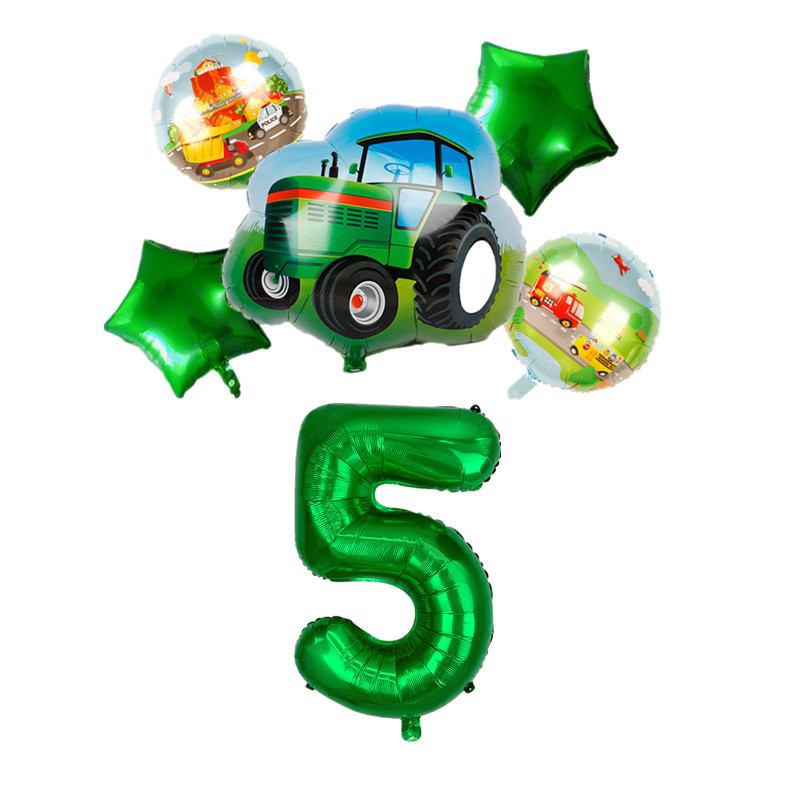6db traktor fóliás léggömbök 32 hüvelykes szám ballon Farm Bulldozer fagylaltos autó születésnapi parti díszek gyerekjátékok babazuhany