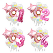 Saldi rozā virtuļi folijas numuru baloni bērnu duša Daudz laimes dzimšanas dienā ballītes dekorācija kāzu piepūšamā hēlija rotaļlieta bērniem globo