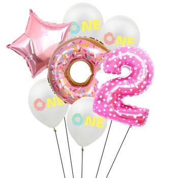 Γλυκά ροζ ντόνατς Foil Number Balloons Baby Shower Χρόνια πολλά Διακόσμηση πάρτι Γάμου Φουσκωτό Ήλιο Παιδικό Παιχνίδι Globo