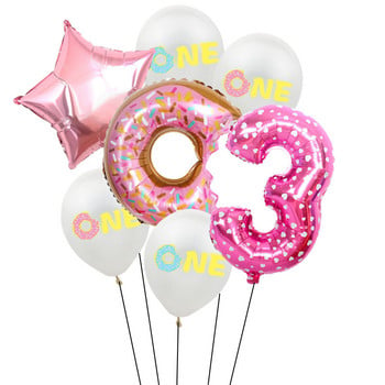 Γλυκά ροζ ντόνατς Foil Number Balloons Baby Shower Χρόνια πολλά Διακόσμηση πάρτι Γάμου Φουσκωτό Ήλιο Παιδικό Παιχνίδι Globo