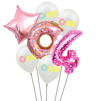 Γλυκά ροζ ντόνατς Foil Number Balloons Baby Shower Χρόνια πολλά Διακόσμηση πάρτι Γάμου Φουσκωτό Ήλιο Παιδικό Παιχνίδι Globo