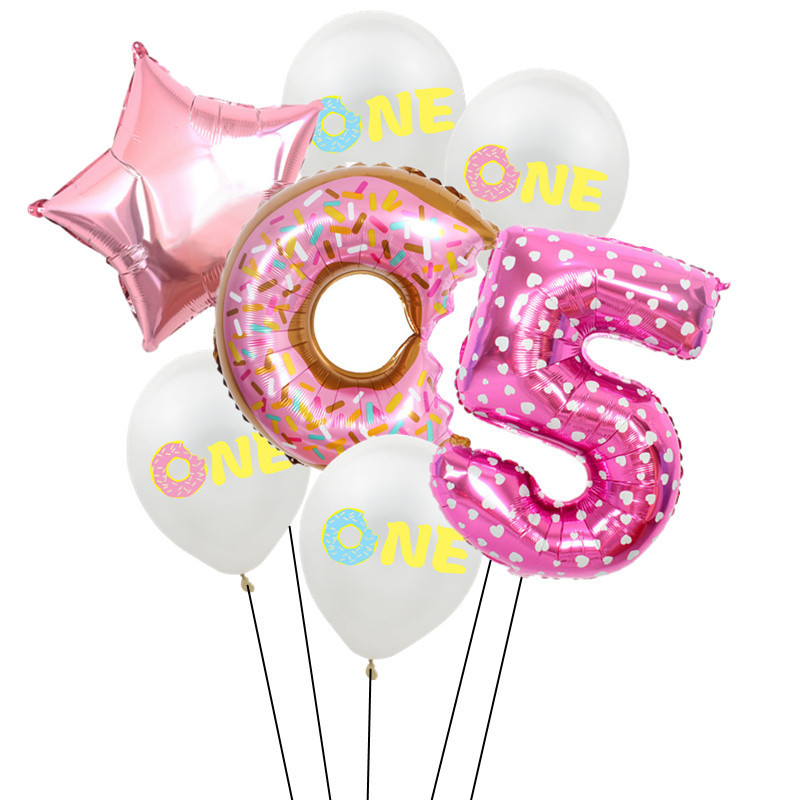 Saldi rozā virtuļi folijas numuru baloni bērnu duša Daudz laimes dzimšanas dienā ballītes dekorācija kāzu piepūšamā hēlija rotaļlieta bērniem globo