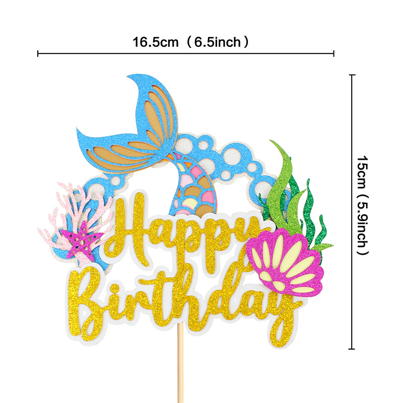 1. Születésnapi Tortafedő Star Mermaid Tail Kids Boldog születésnapot Esküvői dekoráció Évfordulós Party barkácsolás Sütő Cupcake Toppers