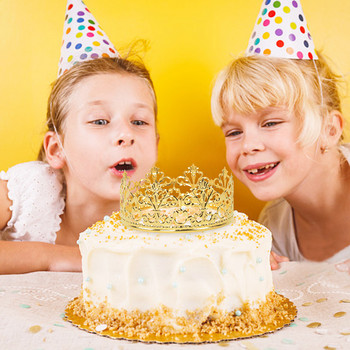 1 бр. Златен цвят Crown Cake Topper Tiara Ornament Елегантна сватбена торта Princess Queen Рожден ден Десерт Декорация Парти консумативи