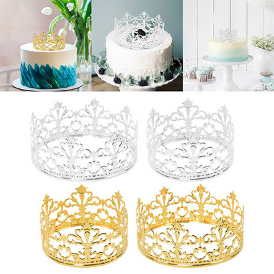 1 bucăți de culoare aurie Coroana Tort Topper Tiara Ornament Tort de nuntă elegantă Prințesa Regina Aniversare Desert Decorat Rechizite pentru petreceri