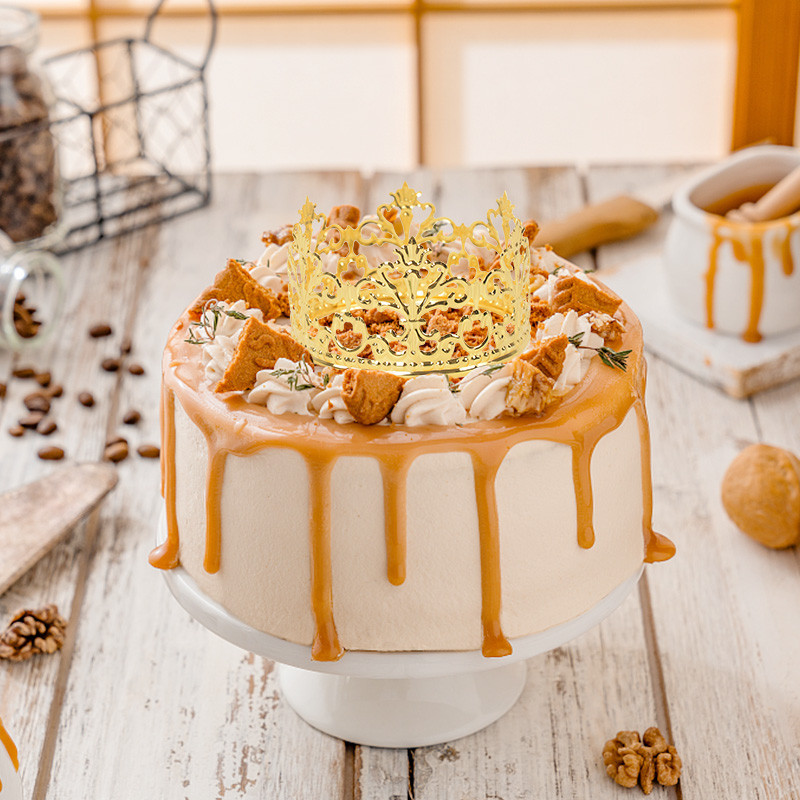 1db arany színű korona torta felső tiara dísz Elegáns esküvői torta hercegnő királynő születésnapi desszert dekorációs kellékek